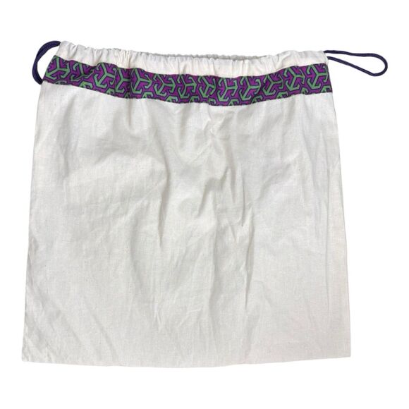 Tory Burch Drawstring Small Dust Bag 13.5"x13" Cream Purple Logo Authentic - Picture 2 of 3